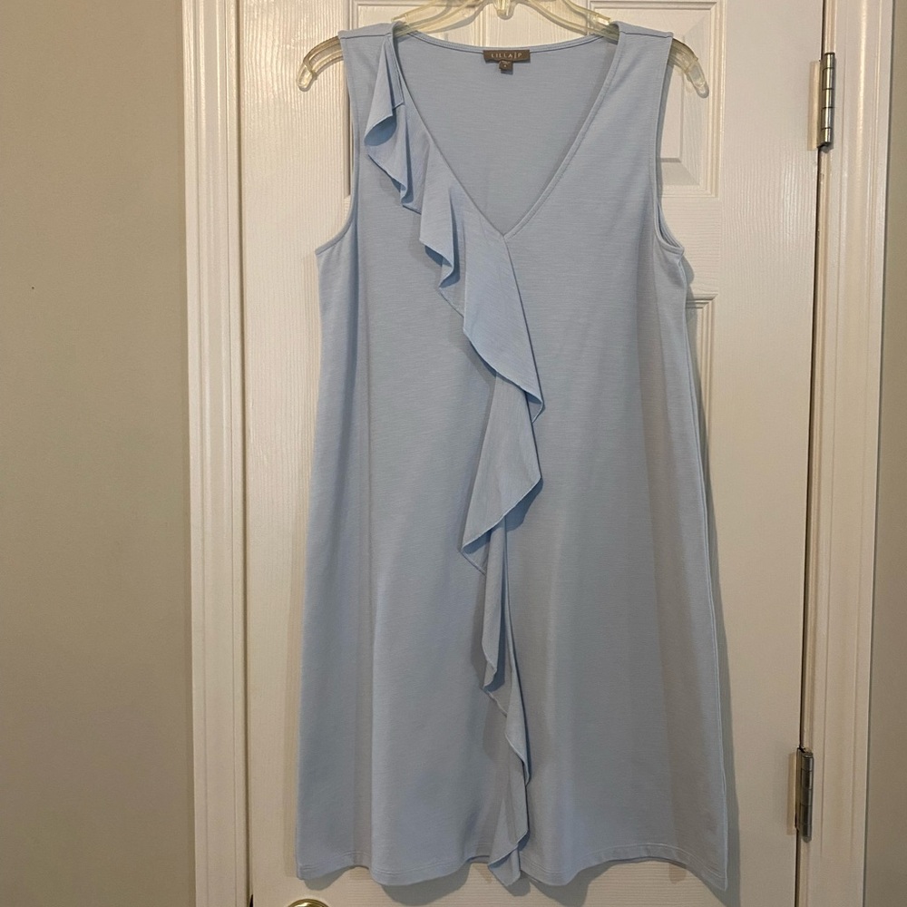 Lilla P Blue Ruffle Mini Shift Dress S